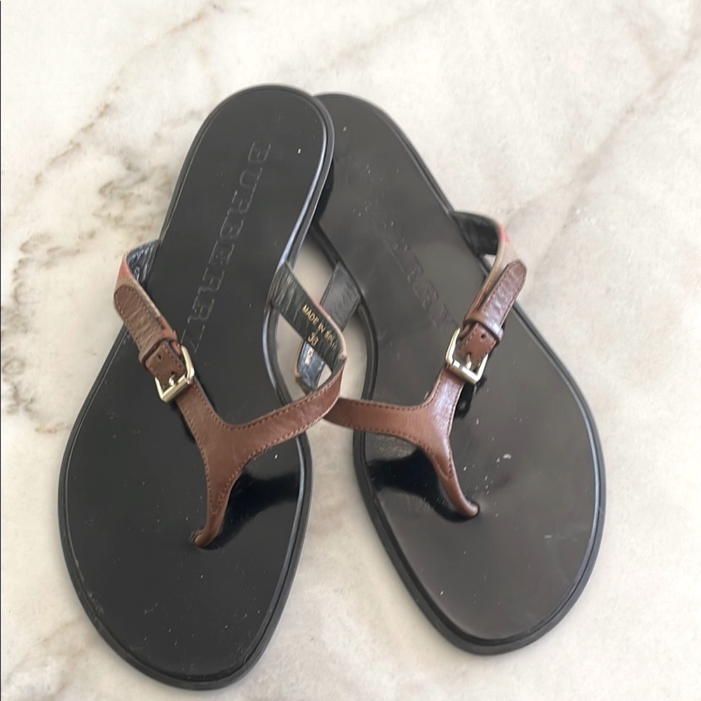 Burberry Black and Brown Sandals